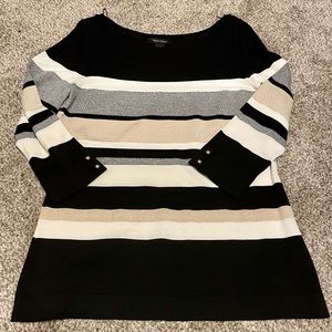 WHBM Black, Cream, Silver&White 3/4 sleeve Sweater